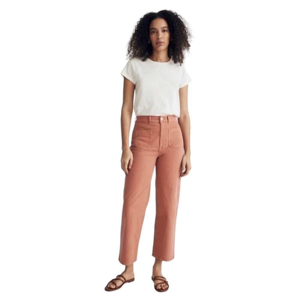 Madewell Pants 32 Slim Emmett Wide-Leg Crop High-Rise Earthen‎ Dried Rose Coral